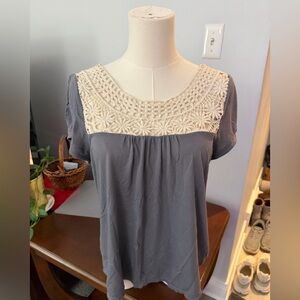 American Eagle Gray Crochet Top